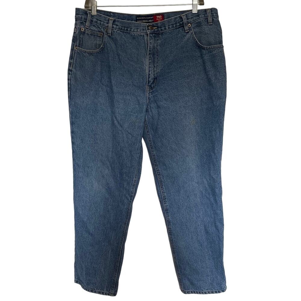 Vintage Y2K Bugle Boy 740 Relaxed Fit Mens Jeans 40x30 Gold Crest 90s Dad Grunge